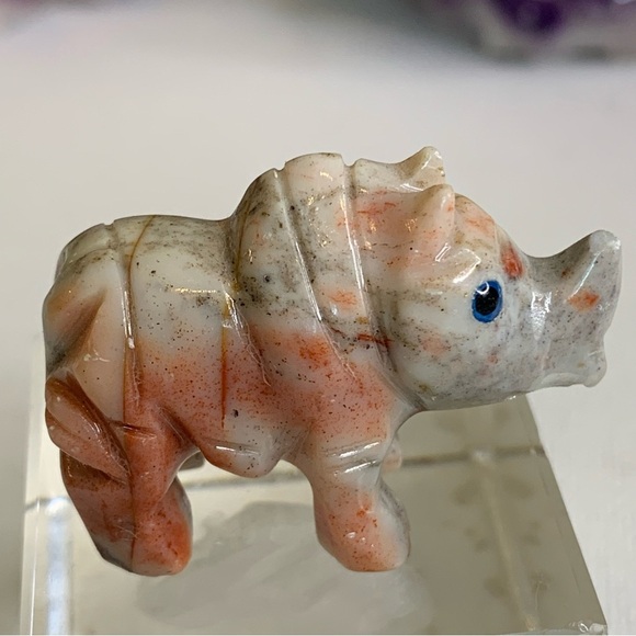 Miniature RHINO Stone Carving Mini Figurine Steatite Soapstone Animal Figure 1.5 - Picture 9 of 12